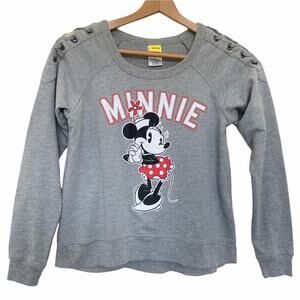 Disney Minnie Mouse Top Sz S Juniors Peekaboo Long Sleeve Sweatshirt Gray